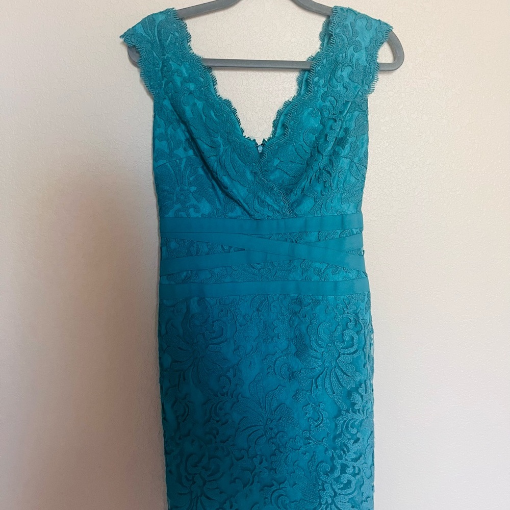 Tadashi Shoji turquoise lace dress formal